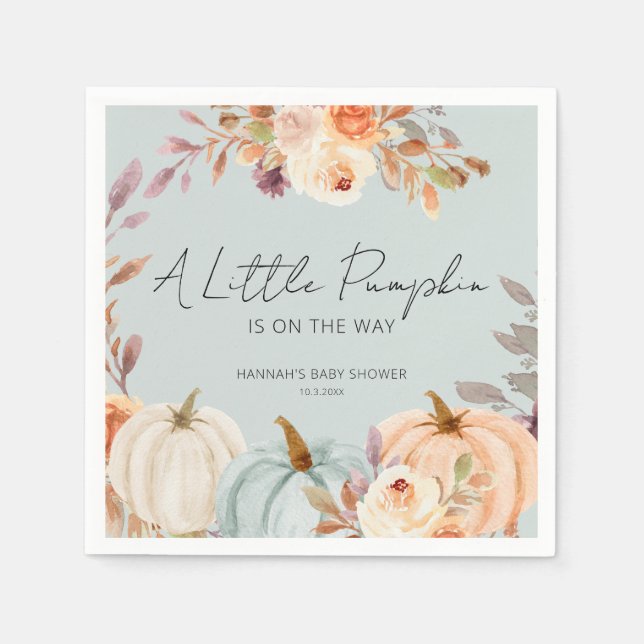 En liten Pumpkin är på Way Fall Baby Shower Pappersservett (Framsidan)