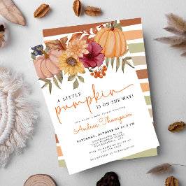 En liten Pumpkin Autumn Blommigt Pumpkin Baby Show Inbjudningar