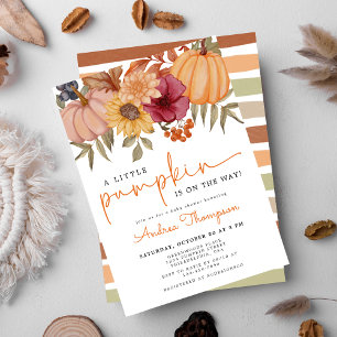 En liten Pumpkin Autumn Blommigt Pumpkin Baby Show Inbjudningar