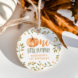 En liten Pumpkin Baby, första födelsedagen Gåvor Etiketter