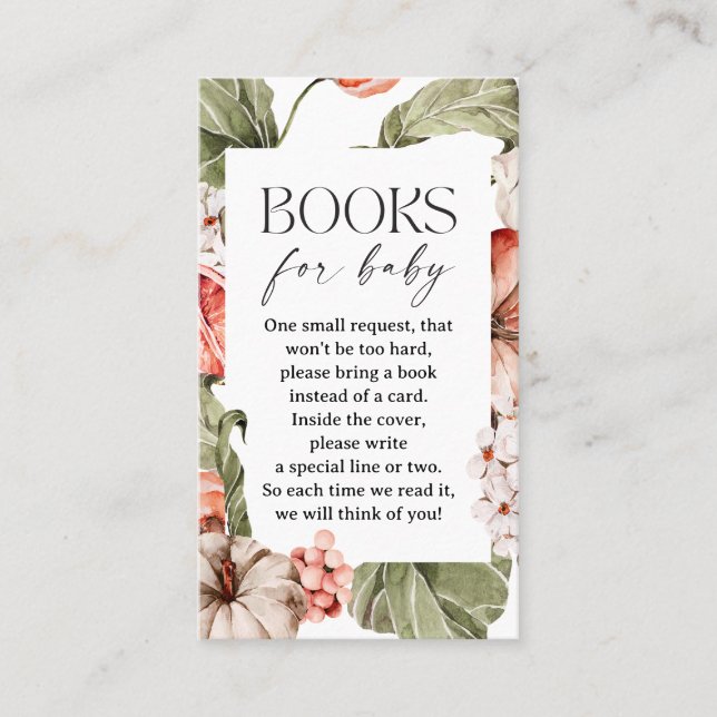 En liten Pumpkin Baby Shower Bokar för Baby Visitkort (Framsida)