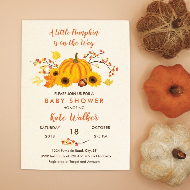 En liten Pumpkin Baby Shower-inbjudan Inbjudningar (Skapare uppladdad)