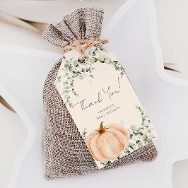En liten Pumpkin Baby Shower-Tack Presentetikett