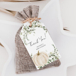 En liten Pumpkin Baby Shower-Tack Presentetikett