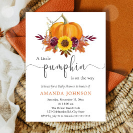 En liten Pumpkin Blommigt Baby Shower-inbjudan Inbjudningar