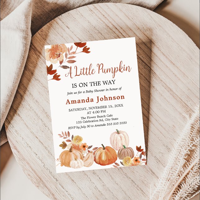 En liten Pumpkin Blommigt Boho Fall Baby Shower Inbjudningar (Skapare uppladdad)