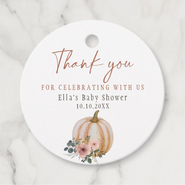 En liten Pumpkin  Blommigt Gåvor Etiketter (Framsida)