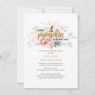 En liten Pumpkin Blommigt Par Baby Shower Inbjudningar