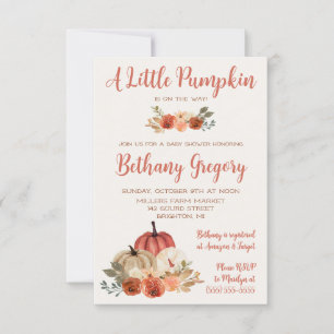 En liten Pumpkin Blommigt Swash Baby Shower Inbjudningar