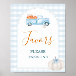 En liten Pumpkin Blue Lastbil Baby Shower-favorite Poster