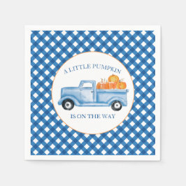 En liten Pumpkin Blue lastbil-fallbabydusch Pappersservett
