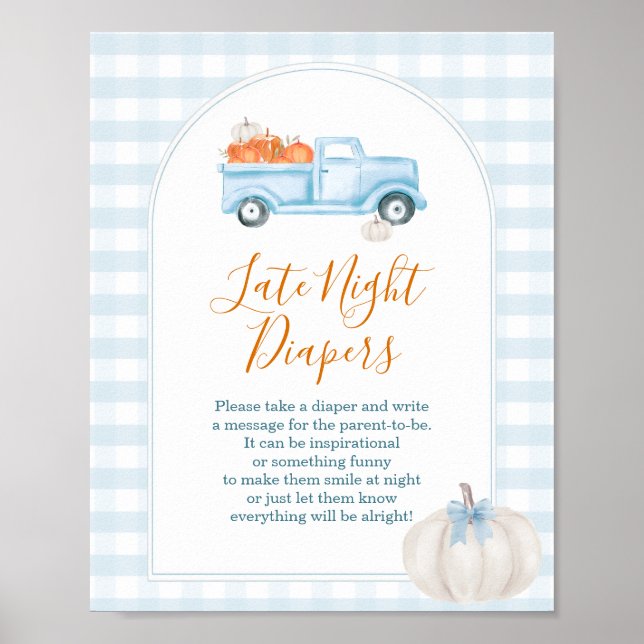 En liten Pumpkin Blue Lastbil Late Night Diables Poster (Framsidan)