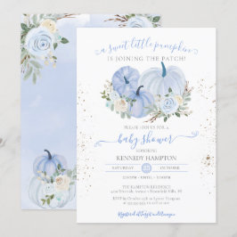 En liten Pumpkin Blue White Boy Baby Shower Inbjudningar