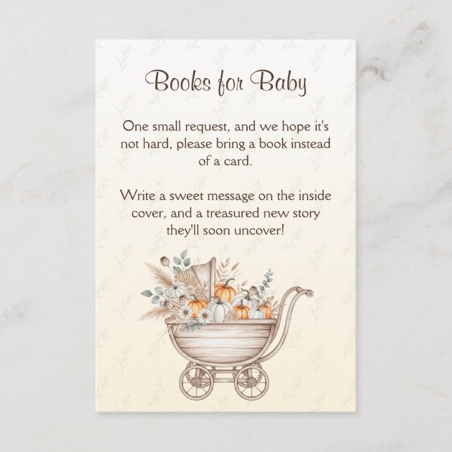 En liten Pumpkin Boho Baby Shower Bokar för Baby Tilläggskort (Framsida)