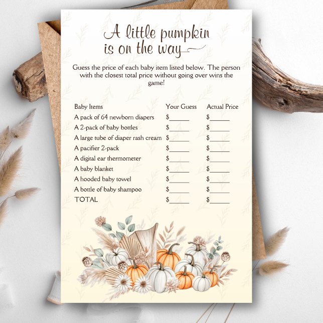 En liten Pumpkin Boho Baby Shower Pris är Höger (A Little Pumpkin Is On The Way Baby Shower Game - The Price Is Right Baby Edition)