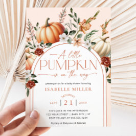 En liten Pumpkin Boho Fall Blommigt Baby Shower Inbjudningar