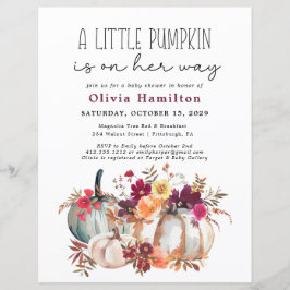 En liten Pumpkin Budget Fall Blommigt Baby Shower