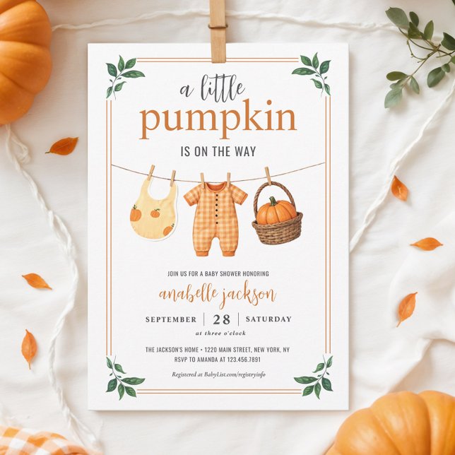 En liten Pumpkin Clothesline Fall Baby Shower Inbjudningar (Skapare uppladdad)