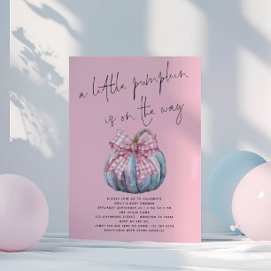 En liten Pumpkin Coquette Bow Rosa Baby Shower Inbjudningar