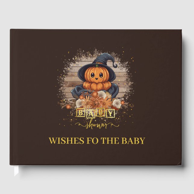 En liten Pumpkin Cute Kawaii Glitter Baby Shower Gästböcker (Framsida)