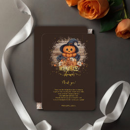 En liten Pumpkin Cute Kawaii Glitter Baby Shower Tack Kort