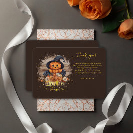 En liten Pumpkin Cute Kawaii Glitter Baby Shower Tack Kort