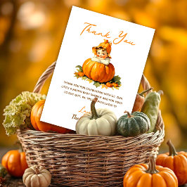 En liten pumpkin Fall Autumn Girl Shower Tack Kort