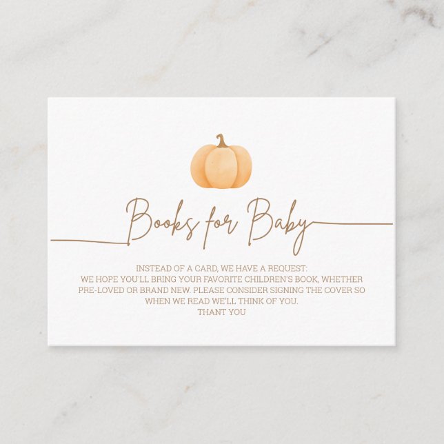 En liten Pumpkin Fall Baby Shower Bok-begäran Tilläggskort (Framsida)