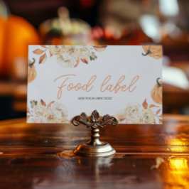 En liten Pumpkin Fall Baby Shower Food Label Tilläggskort
