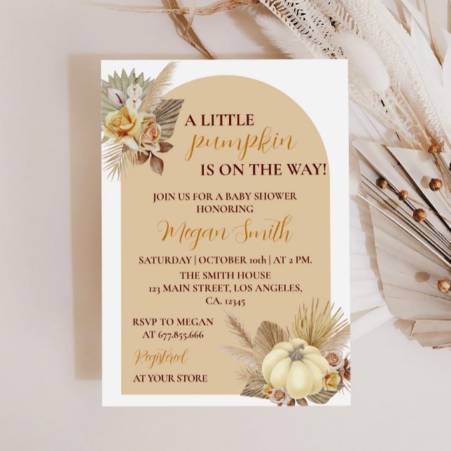 En liten Pumpkin Fall Baby Shower-inbjudan Inbjudningar (Skapare uppladdad)