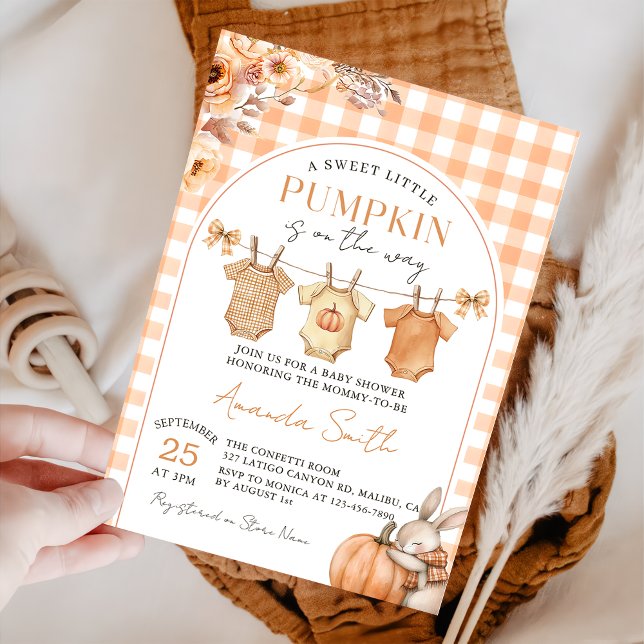 En liten Pumpkin Fall Baby Shower-inbjudan Inbjudningar (Skapare uppladdad)