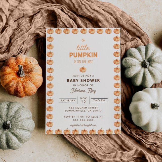 En liten Pumpkin Fall Baby Shower-inbjudan Inbjudningar (Skapare uppladdad)