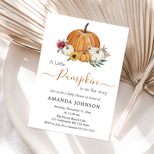 En liten Pumpkin Fall Baby Shower-inbjudan Inbjudningar (Skapare uppladdad)