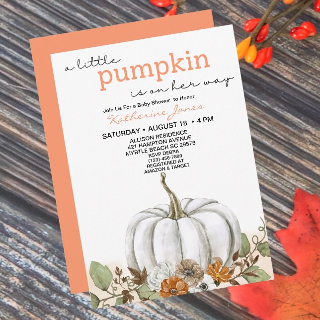 En liten Pumpkin Fall Baby Shower-inbjudan Inbjudningar (Skapare uppladdad)
