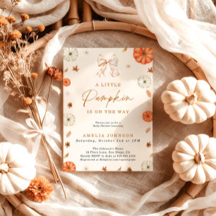 En liten Pumpkin Fall Baby Shower, Rosa Flicka Inbjudningar