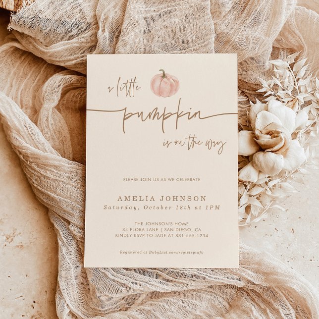 En liten Pumpkin Fall Baby Shower, Rosa Flicka Inbjudningar (Skapare uppladdad)