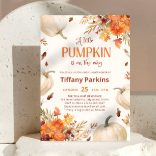 En liten Pumpkin Fall-blomma Baby Shower-inbjudan Inbjudningar