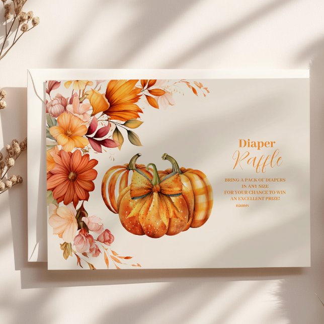 En liten Pumpkin Fall Blommigt Baby Diaper Raffle Tilläggskort (Skapare uppladdad)