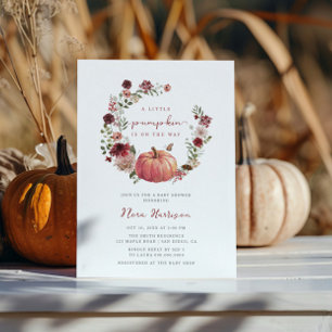 En liten Pumpkin Fall Blommigt Wand Baby Shower Inbjudningar