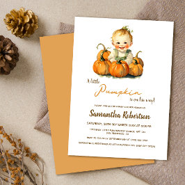 En liten Pumpkin Fall Cute Little Boy Shower Inbjudningar