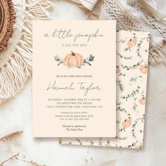 En liten pumpkin Fall Gender Neutral Baby Shower Inbjudningar (Skapare uppladdad)