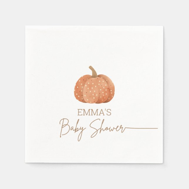 En liten pumpkin Fall Gender Neutral Baby Shower Pappersservett (Framsidan)