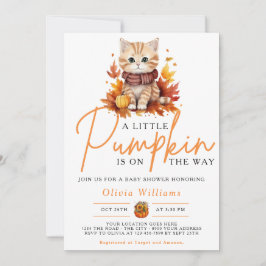 En liten pumpkin Fall Höstkattbabystövel Inbjudningar
