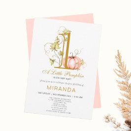 En liten Pumpkin Första födelsedag Inbjudningar