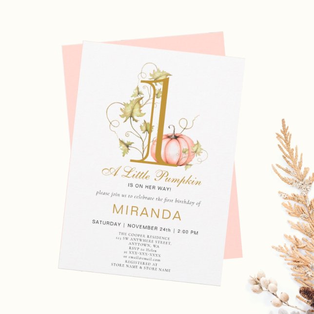 En liten Pumpkin Första födelsedag Inbjudningar (I wish you happiness))))