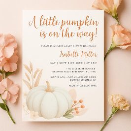En liten pumpkin Gender Neutral Fall Baby Shower Inbjudningar