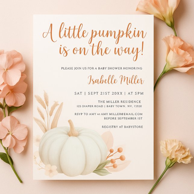 En liten pumpkin Gender Neutral Fall Baby Shower Inbjudningar (Skapare uppladdad)