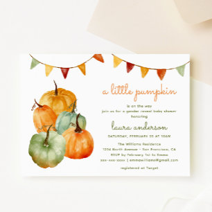 En liten Pumpkin Gender Reveal Baby Shower Inbjudningar