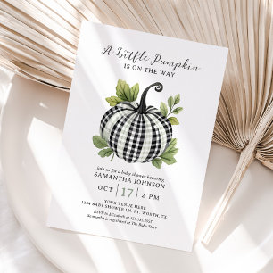 En liten Pumpkin Gingham Baby Shower Inbjudningar