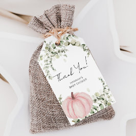 En liten Pumpkin Girl Baby Shower Favor Tack Presentetikett